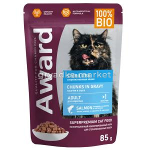 Корм д-кошек конс 85г д-стерилиз. лосось соус AWARD (Авард)