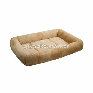 Лежанка прямоуг. 40х30х8см LAMA с валиком (плюш. мех,сатин) беж 1-1