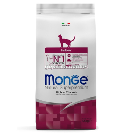 Корм д-кошек сух Monge Cat Indoor д-живущих дома1,5кг