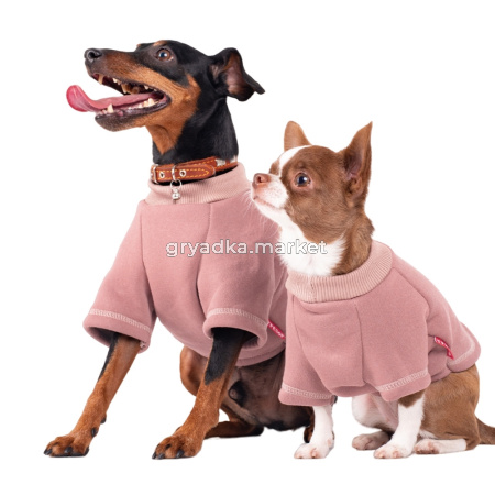 Толстовка р-р L спинка 28-30см, об.гр. 46-50см розовый-Трезор