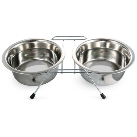 Миска металлическая на подставке, 2*0,20л, Triol