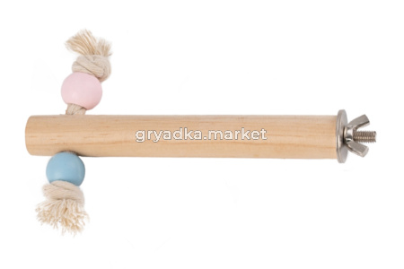 Жердочка д-птиц деревянная в клетку с канатом и бусинками 17*15см арт.2024-6339 1-1 ЧД