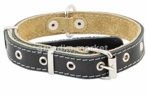 Ошейник кожаный 25мм, об.ш.30-45, простроч, 2х-слойный ECO коричневый 1-1