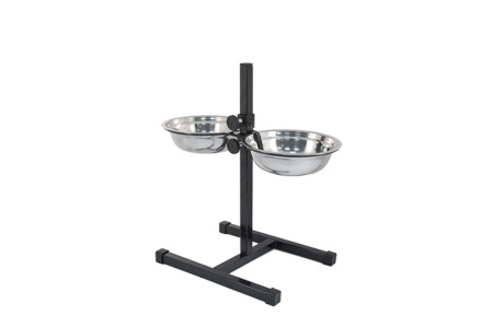 Кормушка регулируемая ЕСО чёрная, h40см, 2х1,0л, D20, миски трапец., металл, разбор в короб