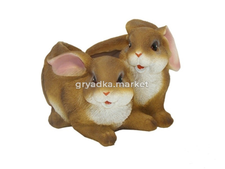 Кашпо Две зайки L19 W16 H13 см (ПОЛИСТОУН)