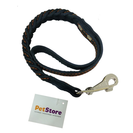 Водилка д-собак кожаная 15 мм с плетением косой-ВК-15-Ко