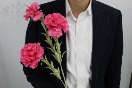 Искусственные цветы Гвоздика ярко розовая Н75 см 