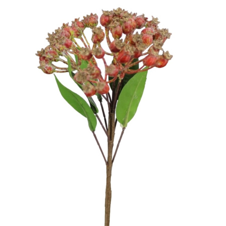 Искусственные цветы Ветка с ягодами красные h44см