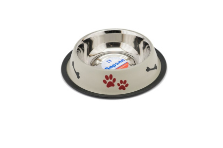 Миска металл 0,7л на резинке, с рисунком, цветная 1-1