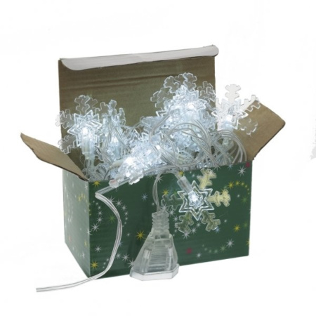 Гирлянда Снежинка 20шт 5м, прозрачный провод, бел, 