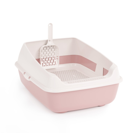 Туалет Лекси с высокими бортами, сеткой и совком 45,5х35,5х15см розовый-4