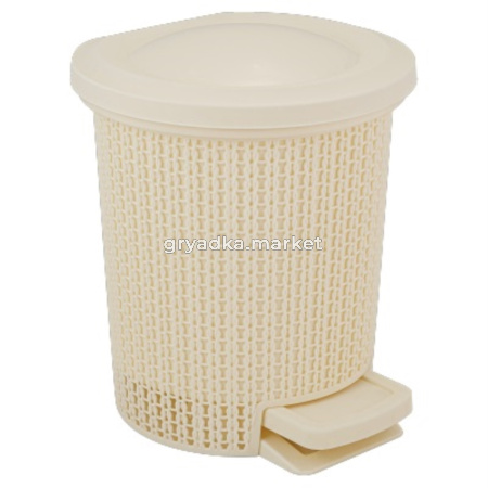 Ведро д-мусора 7л с педалью Ajur айвори-8  ПлР