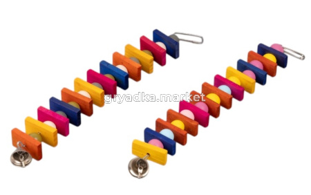 Игрушка WOGY д/птиц 33х4.5х2см наборная с колокольчиком, микс арт.2024-8795 Код275095