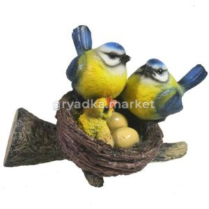 Гнездо с синицами L18,5 W11,5 H12 см (ПОЛИСТОУН)