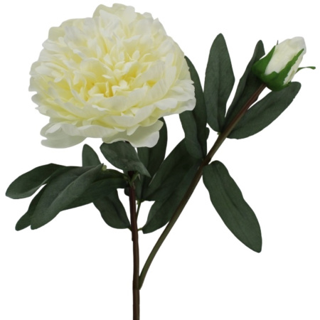 Искусственные цветы Пион h58см молочный