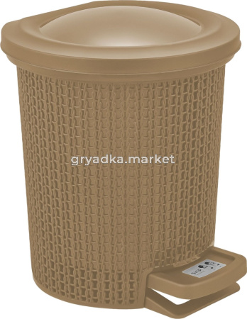 Ведро д-мусора 6л с педалью Ajur кофейный-8  ПлР