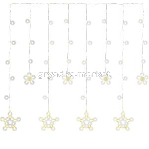 Гирлянда Звездное небо 2,5х1м прозрачный провод, тепл. белый, переходник 8 режимов