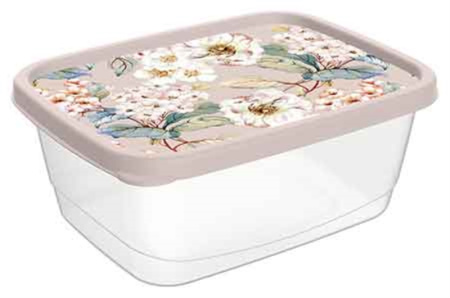 Контейнер 1,5л прямоуг. с декором бежевый -24