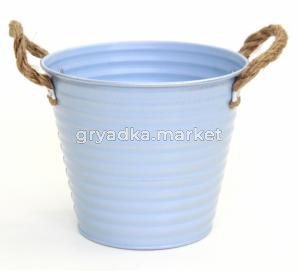 Ведро кашпо из металла d15 h13см голубой 